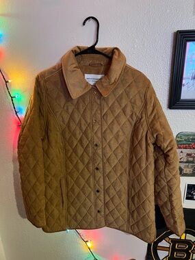 Isaac Mizrahi Camel Quilted Suede-Texture Puffer Jacket